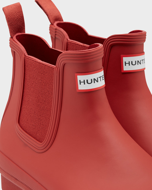  Hunter men's original chelsea boots : military red