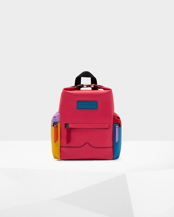  Hunter original colour block top clip mini rubberised leather backpack : bright pink