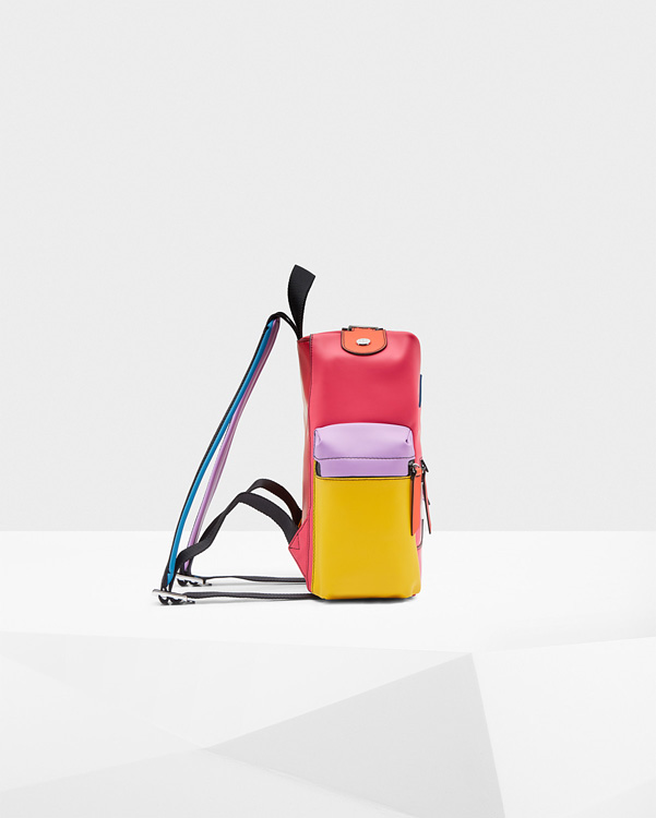  Hunter original colour block top clip mini rubberised leather backpack : bright pink