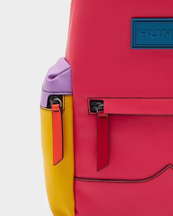  Hunter original colour block top clip mini rubberised leather backpack : bright pink