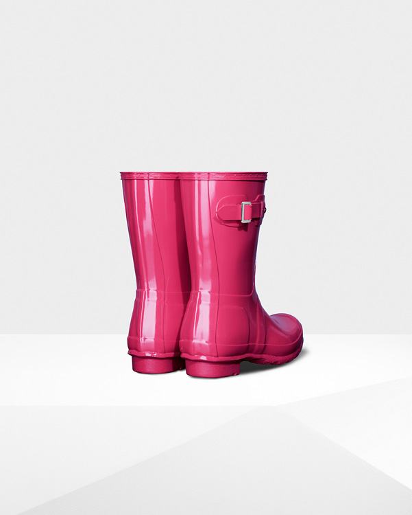  Hunter women's original short gloss wellington boots : bright pink