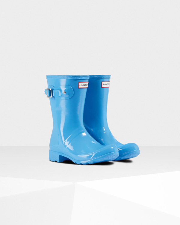  Hunter women's original tour short gloss wellington boots : forget me not