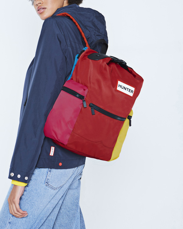  Hunter original colour block top clip backpack : military red