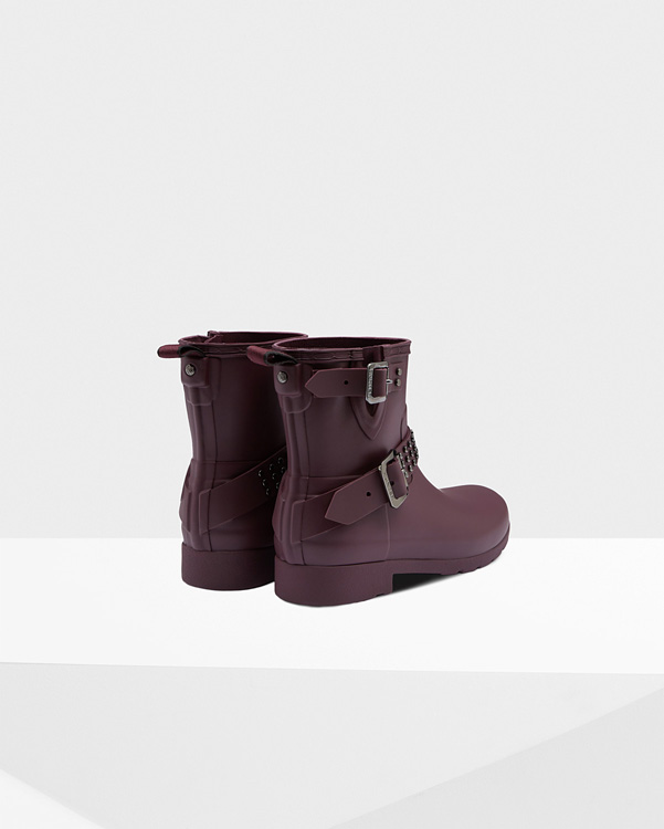  Hunter women's refined studded biker boots : oxblood