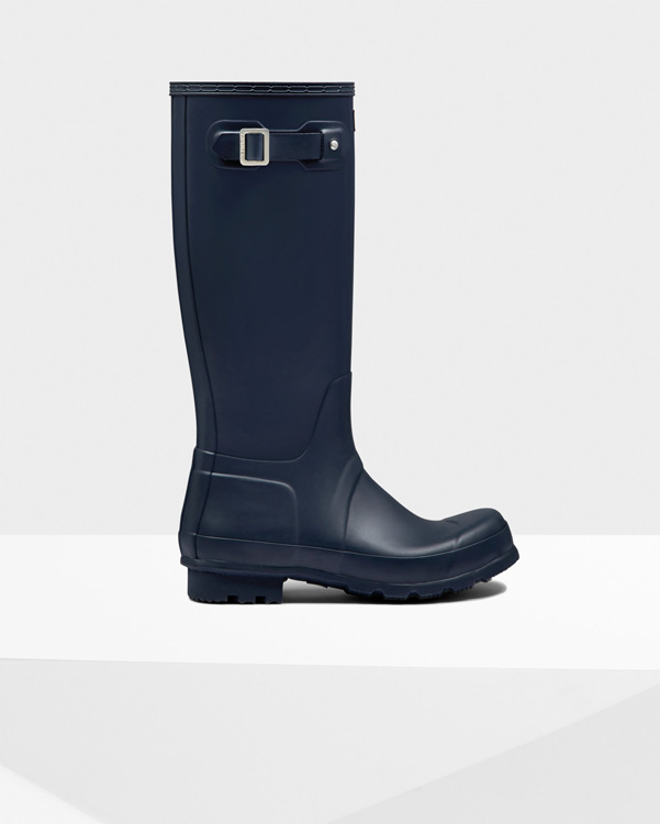  Hunter men's original tall wellington boots : navy