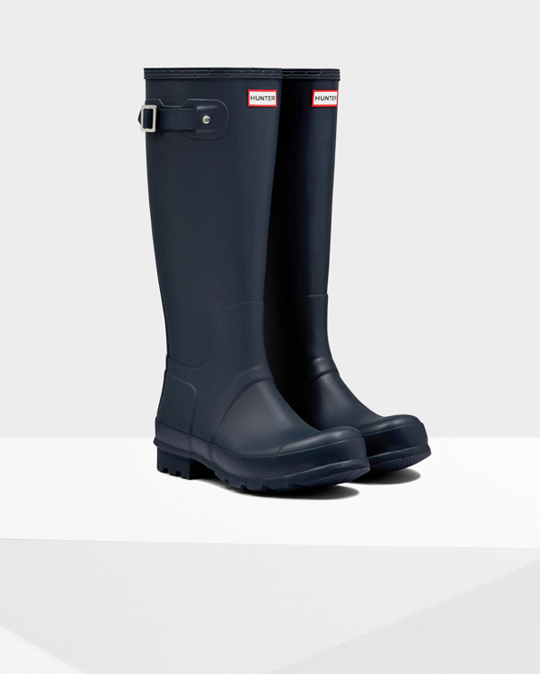  Hunter men's original tall wellington boots : navy