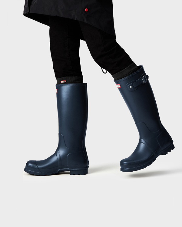  Hunter men's original tall wellington boots : navy