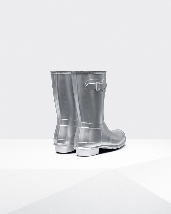  Hunter women's original short wellington boots : silver