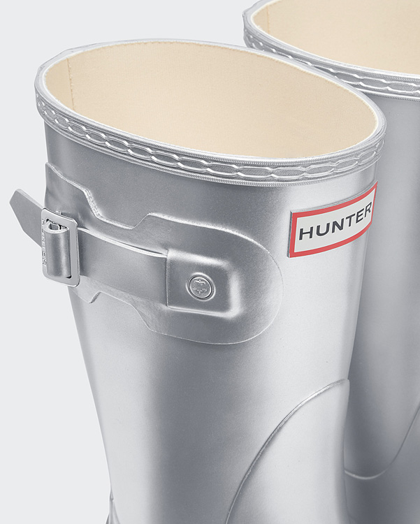  Hunter women's original short wellington boots : silver