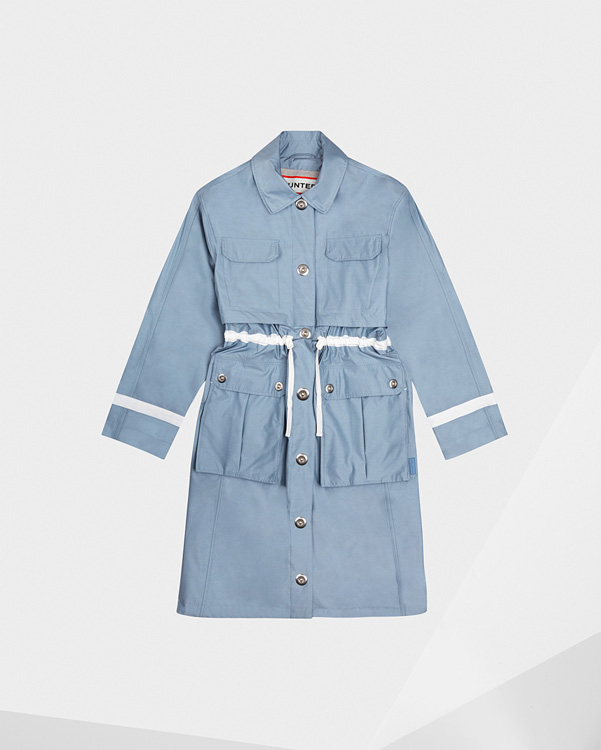  Hunter women's refined garden trench coat : blue mist