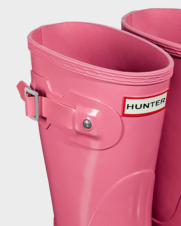  Hunter women's original short gloss wellington boots : pink