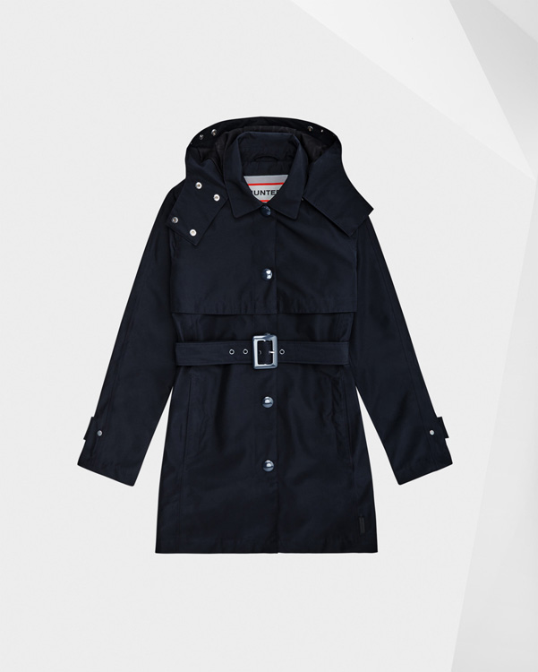  Hunter women's refined mid-length trench coat : navy