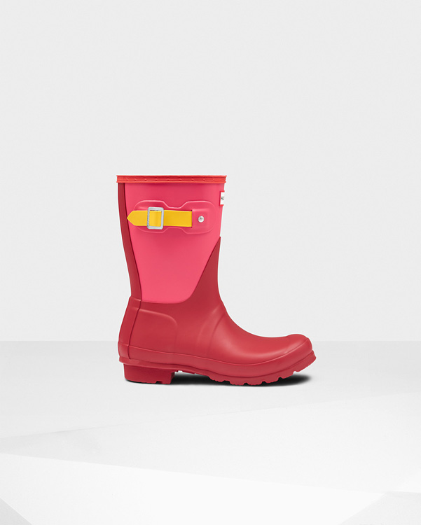  Hunter women's original colourblock short wellington boots : military red