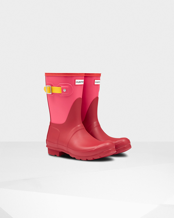  Hunter women's original colourblock short wellington boots : military red