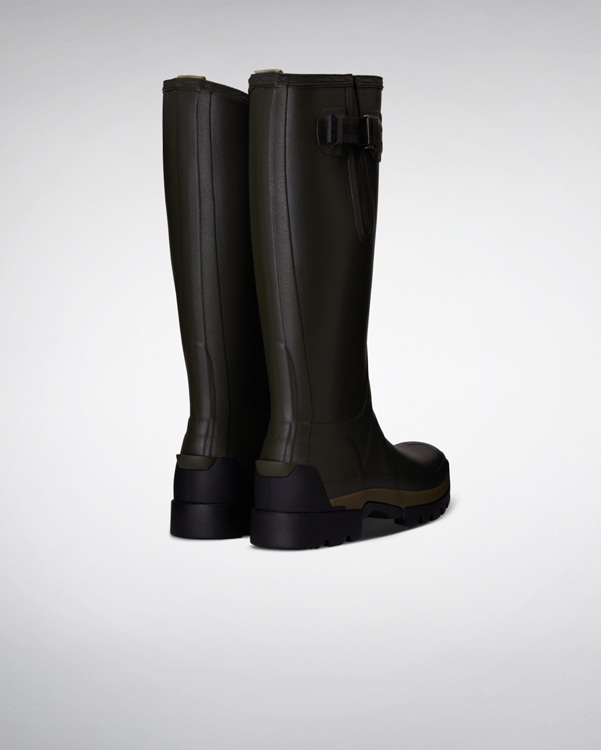  Hunter women's balmoral side adjustable 3mm neoprene wellington boots : dark olive