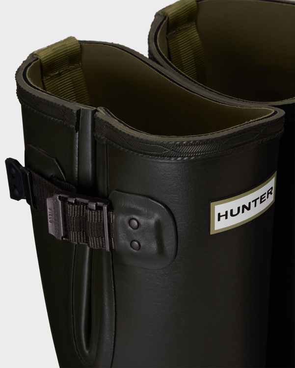  Hunter women's balmoral side adjustable 3mm neoprene wellington boots : dark olive