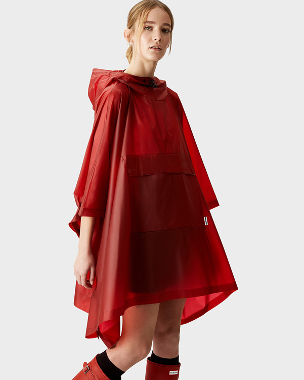  Hunter original vinyl poncho : military red