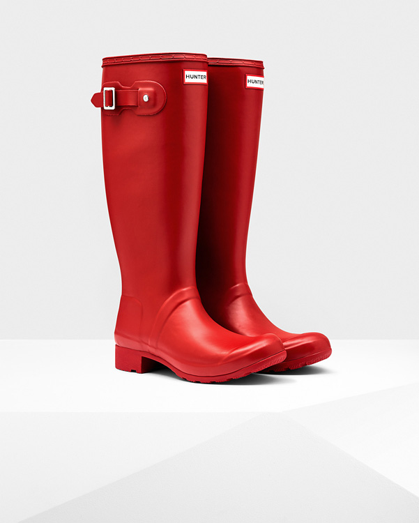  Hunter women's original tour wellington boots : military red