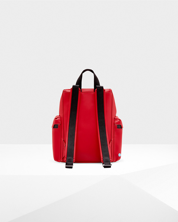  Hunter original mini top clip backpack - rubberised leather : military red