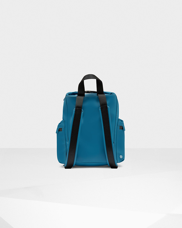  Hunter original mini top clip backpack - rubberised leather : ocean blue