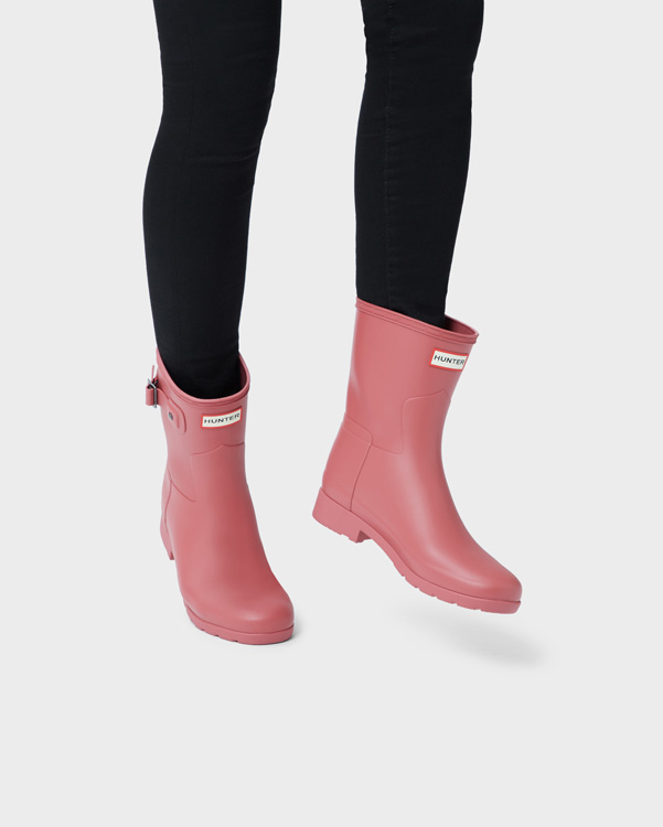  Hunter women's original refined short wellington boots : rose