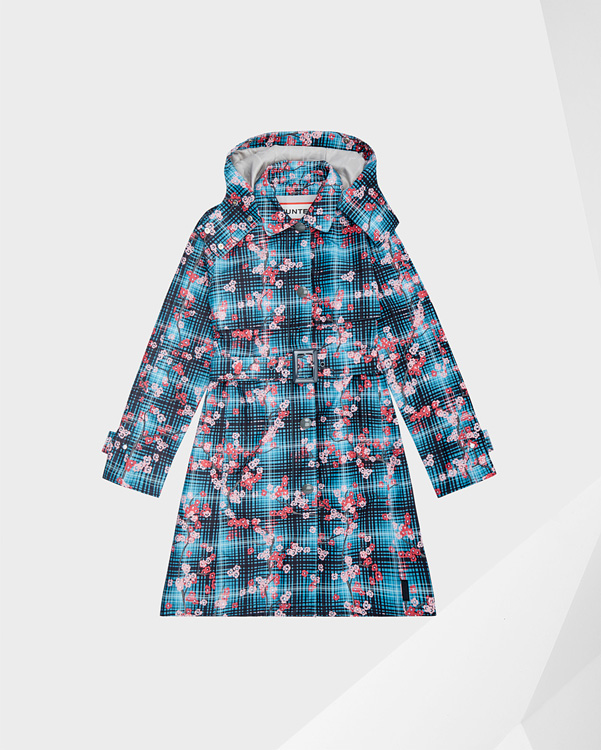  Hunter women's refined mid-length trench coat : floral check