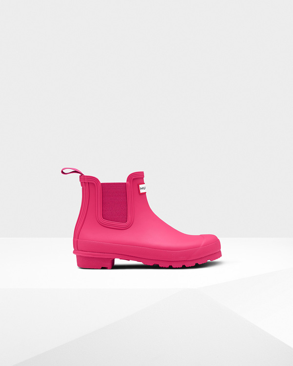  Hunter women's original chelsea boots : bright pink