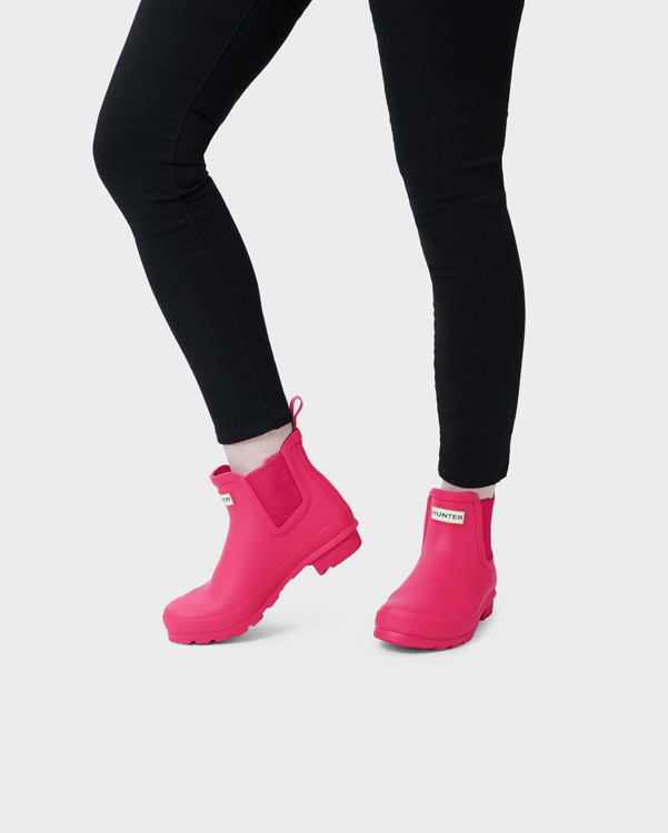  Hunter women's original chelsea boots : bright pink