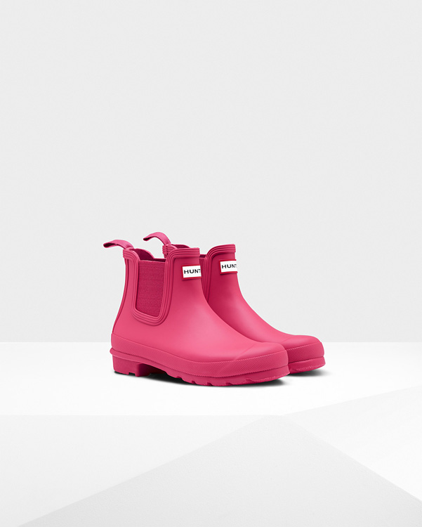  Hunter women's original chelsea boots : bright pink