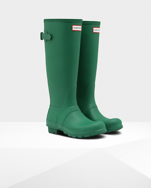  Hunter women's original tall back adjustable wellington boots : hyper green