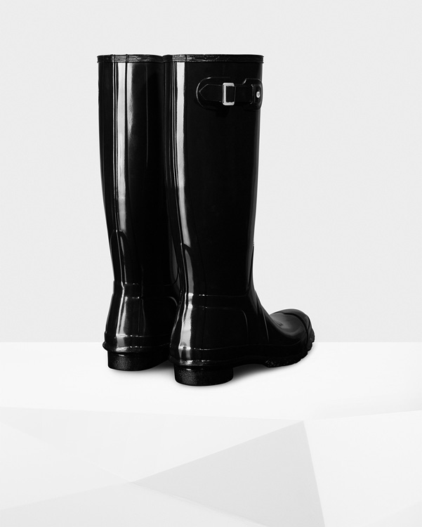  Hunter women's original tall gloss wellington boots : black