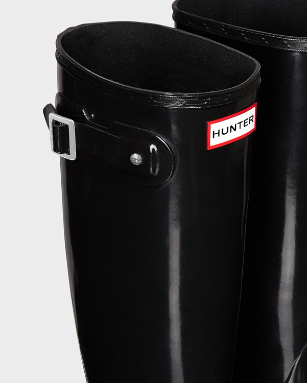  Hunter women's original tall gloss wellington boots : black