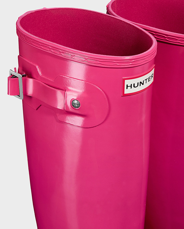  Hunter women's original tall gloss wellington boots : bright pink