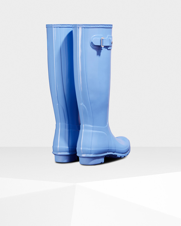  Hunter women's original tall gloss wellington boots : vivid blue