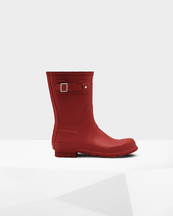  Hunter men's original short wellington boots : military red