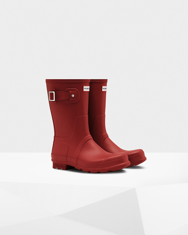  Hunter men's original short wellington boots : military red