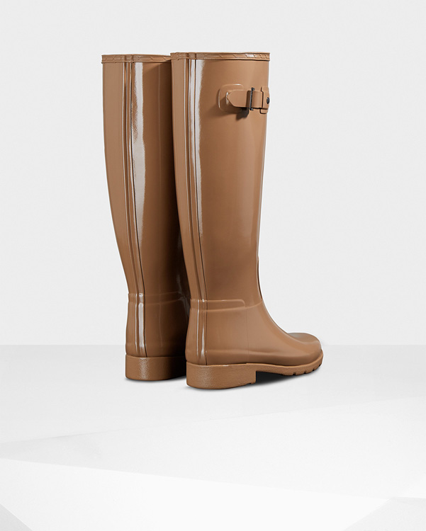  Hunter women's original refined gloss wellington boots : tawny