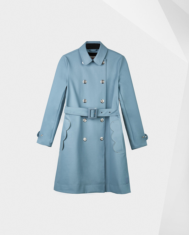  Hunter women's refined perforated trench coat : blue mist