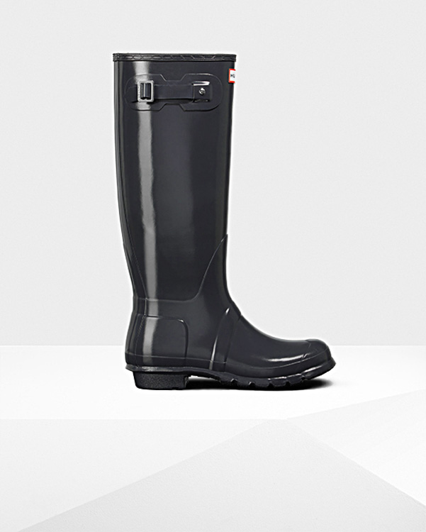  Hunter women's original tall gloss wellington boots : dark slate