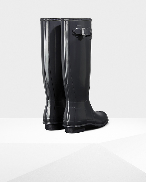  Hunter women's original tall gloss wellington boots : dark slate