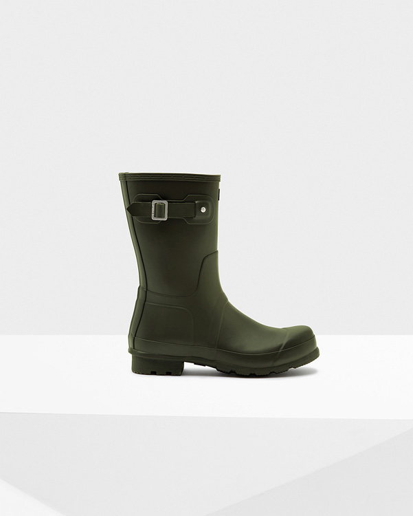  Hunter men's original short wellington boots : dark olive