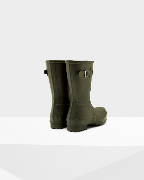  Hunter men's original short wellington boots : dark olive