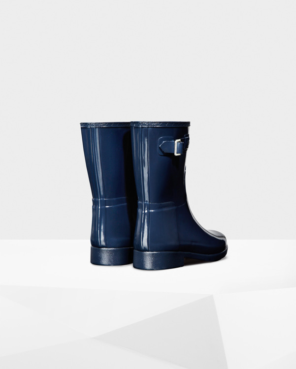  Hunter women's original short refined gloss wellington boots : navy