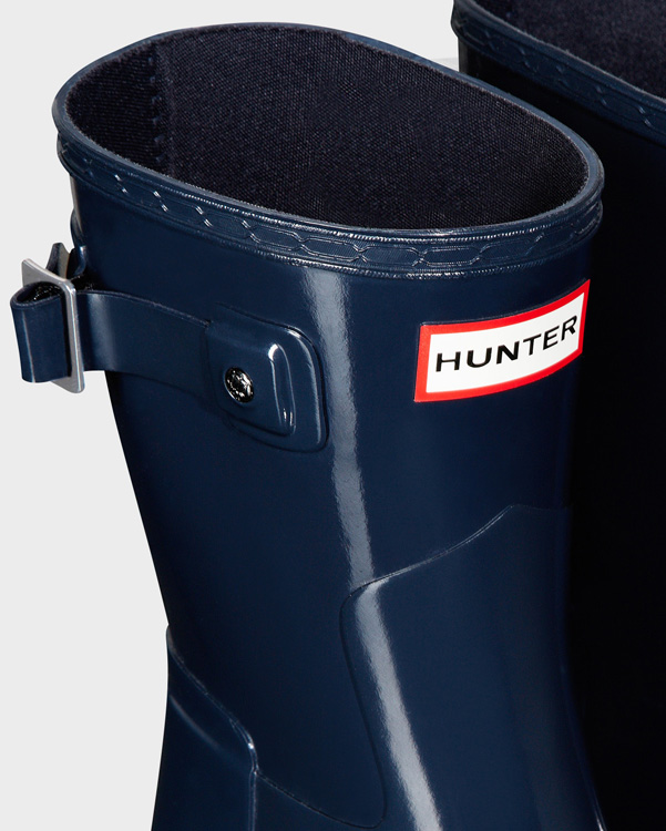  Hunter women's original short refined gloss wellington boots : navy