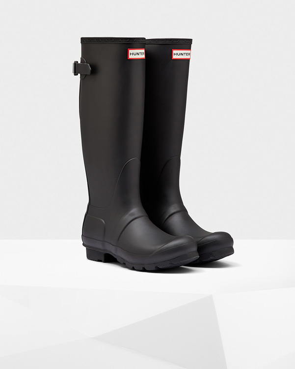  Hunter women's original tall back adjustable wellington boots : black