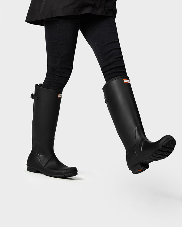  Hunter women's original tall back adjustable wellington boots : black