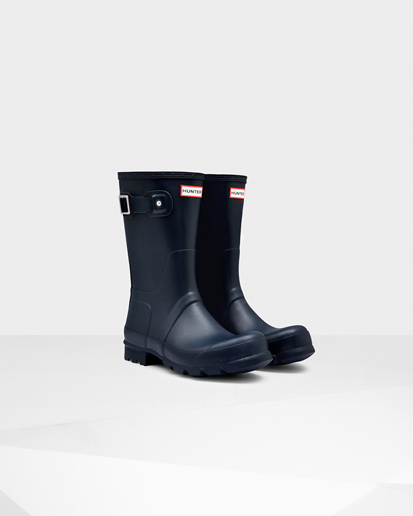  Hunter men's original short wellington boots : navy