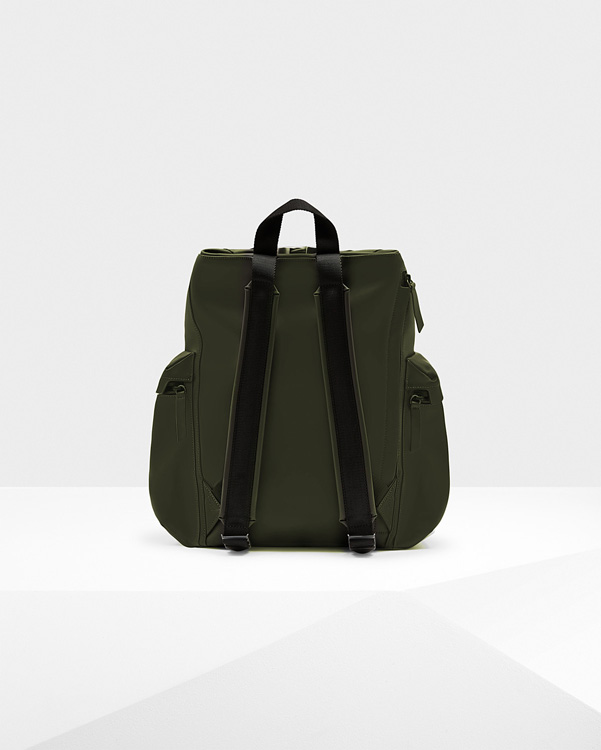  Hunter original top clip backpack - rubberised leather : dark olive