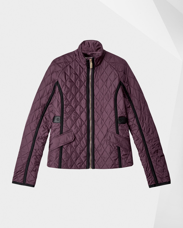  Hunter women's refined quilted trench jacket : oxblood