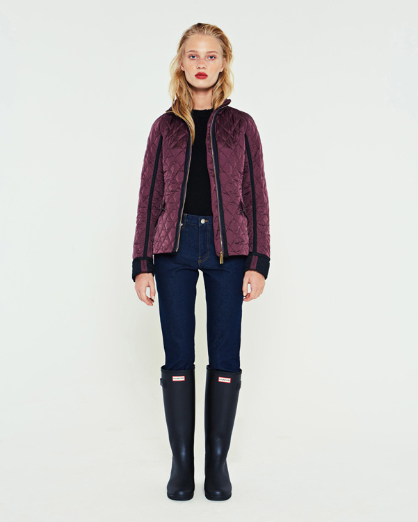  Hunter women's refined quilted trench jacket : oxblood